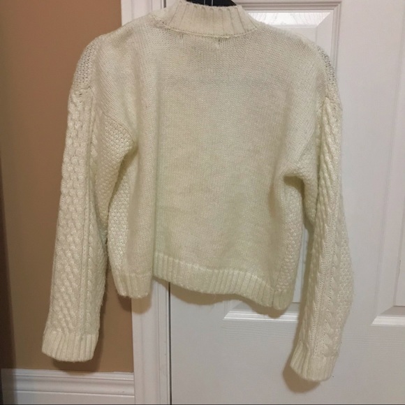 Cream mock neck knit sweater - Picture 2 of 2